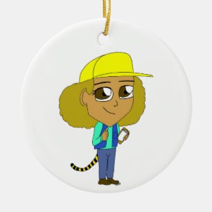 Ornamento De Cerâmica garota chibi com rabo de tigre