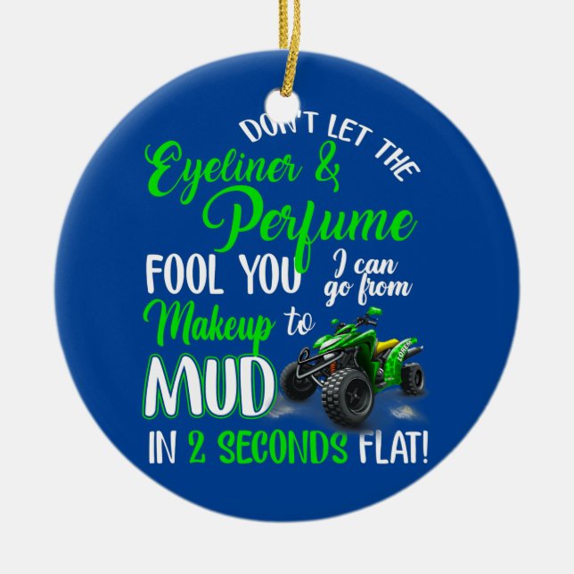 Ornamento De Cerâmica Garota de bicicleta ATV quad para todo o terreno q (Frente)