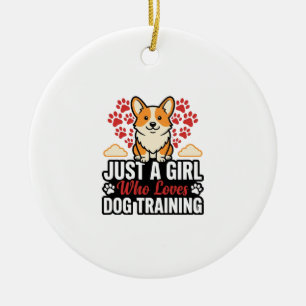 Ornamento De Cerâmica Garota de Treinamento de Cachorro Corgi Camisa Vin