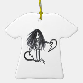 Ornamento De Cerâmica Garota do Ornamento, Preto e Branco Quebrado Metad