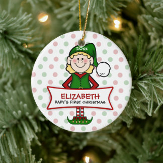 Ornamento De Cerâmica Garota Elf de Natal
