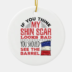 Ornamento De Cerâmica Garota Engraçada do Barrel Racing Shin Scar Rodeo