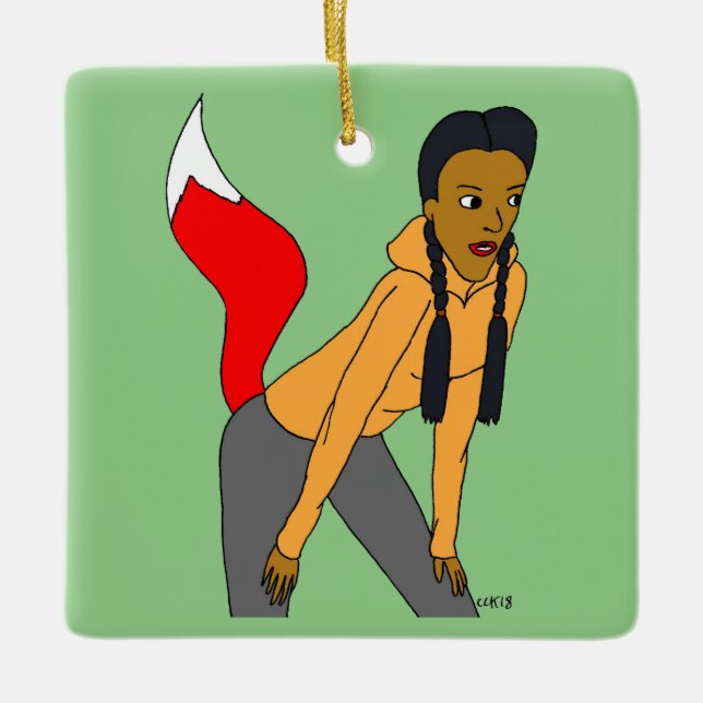 Ornamento De Cerâmica garota foxy (Frente)