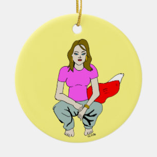 Ornamento De Cerâmica garota foxy