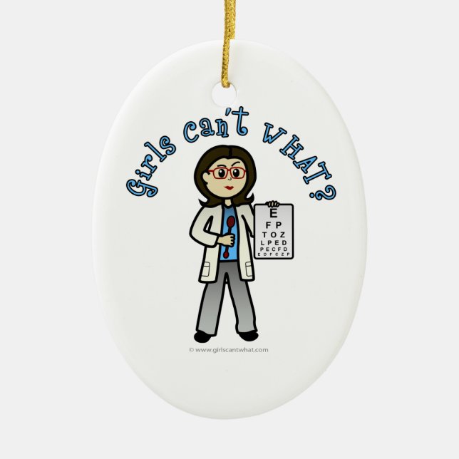 Ornamento De Cerâmica Garota Optometrista Clara (Frente)