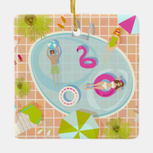Ornamento De Cerâmica Garotas de biquíni e rapazes jogando jogo de pisci