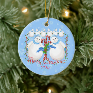 Ornamento De Cerâmica Garotas de neve e doces canalizam o palheiro de Na