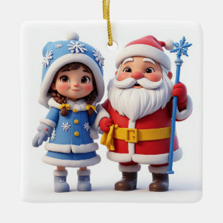Ornamento De Cerâmica 🎄 Garotinha do Papai Noel Natal Inverno ❄️