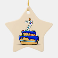 Garoto 7 de Aniversário, 7 no Bolo Azul Doce