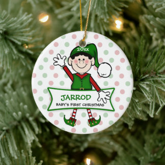 Ornamento De Cerâmica Garoto de Elfo de 1rua de Natal
