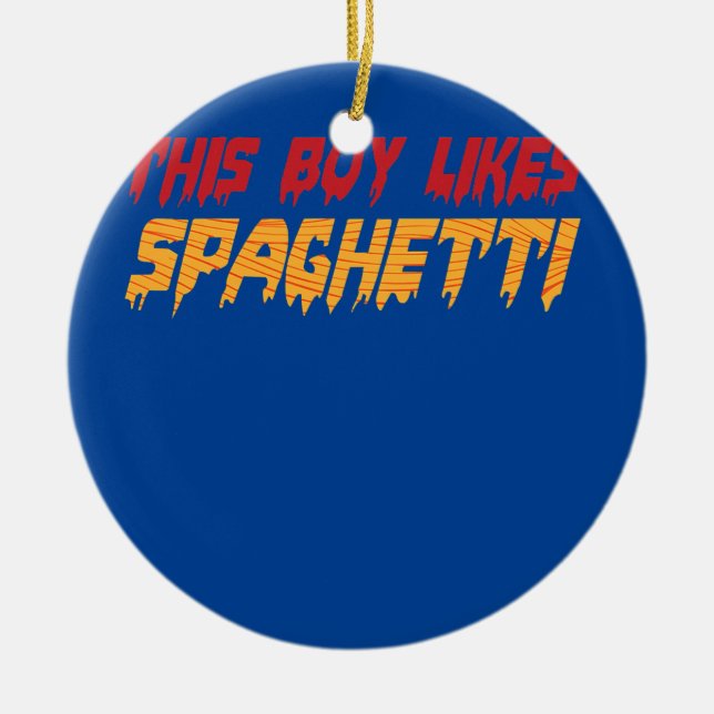 Ornamento De Cerâmica Garoto Gosta De Macarrão De Chef De Esparguete (Frente)