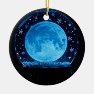 Ornamento De Cerâmica Garrafa de Neve da Lua Cheia Mística Mágica