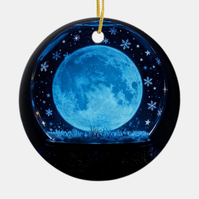 Ornamento De Cerâmica Garrafa de Neve da Lua Cheia Mística Mágica (Frente)