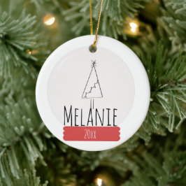 Ornamento De Cerâmica Garrafa de Neve de Natal e Árvore Simples