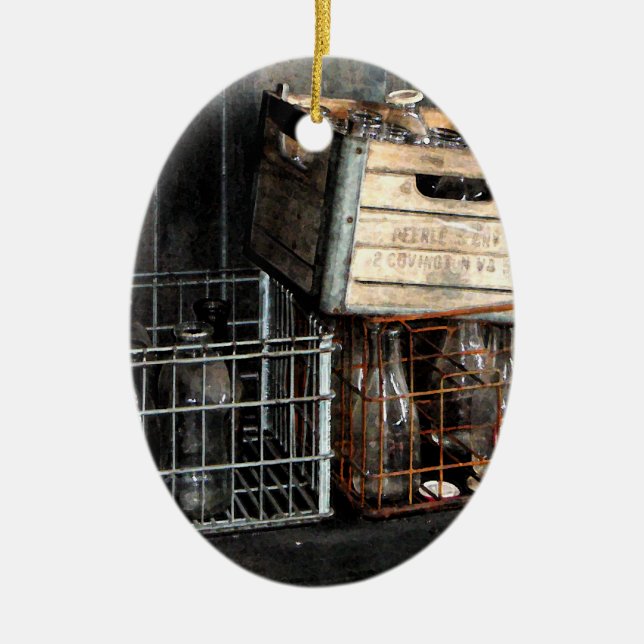 Ornamento De Cerâmica Garrafas de Leite (Frente)