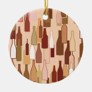 Ornamento De Cerâmica Garrafas de vinho, cor da terra, fundo de coral le