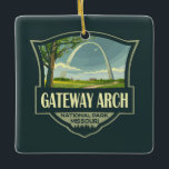 Ornamento De Cerâmica Gateway Arch National Park Ilustração de Arte Retr<br><div class="desc">Design de trabalho de arte de vetor de arco de gateway. Gateway Arch National Park é um parque nacional americano localizado em Ruas Louis,  Missouri,  perto do ponto de partida da Expedição Lewis e Clark.</div>
