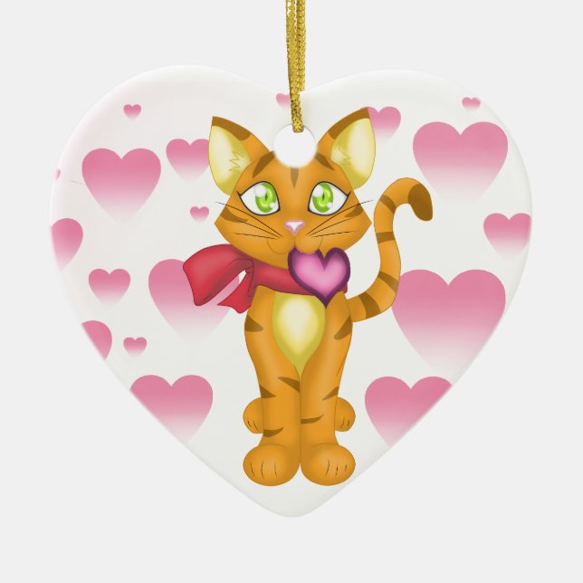 Ornamento De Cerâmica Gatinho adorável (Frente)