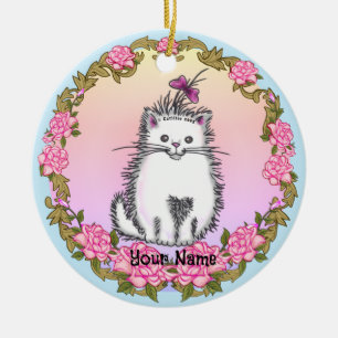 Ornamento De Cerâmica Gatinho Bebê Gato