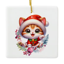 Gatinho bonitinho em Papais noeis Figurino Natal