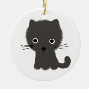 Ornamento De Cerâmica Gatinho cinzento