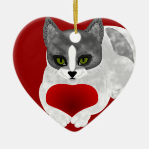 Ornamento De Cerâmica Gatinho do amor