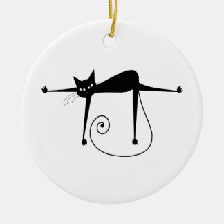 Ornamento De Cerâmica Gatinho irrisório preto 8