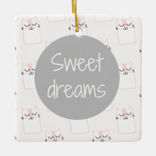 Ornamento De Cerâmica Gatinho Marshmallow Fluffy a rosa Sonhos Doce