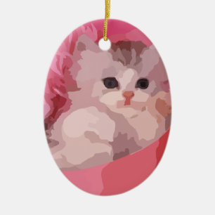 Ornamento De Cerâmica gatinho rosado