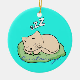 Ornamento De Cerâmica Gatinho Thunder_Cove do sono