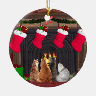 Ornamento De Cerâmica Gatinhos do Natal