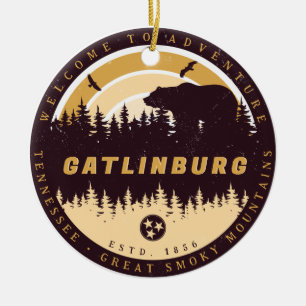 Ornamento De Cerâmica Gatlinburg Tennessee Bear Pine Nature