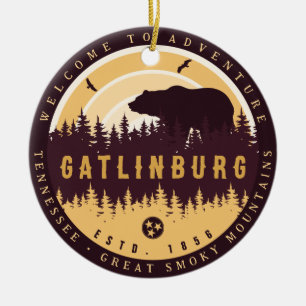 Ornamento De Cerâmica Gatlinburg Tennessee Bear Pine Nature