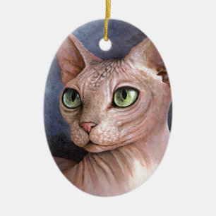 Ornamento De Cerâmica Gato 578 Sphynx