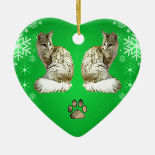 Ornamento De Cerâmica Gato Angorá Turco