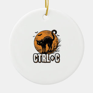 Ornamento De Cerâmica Gato Assustador CTRL C Design Vetorial de Hallowee