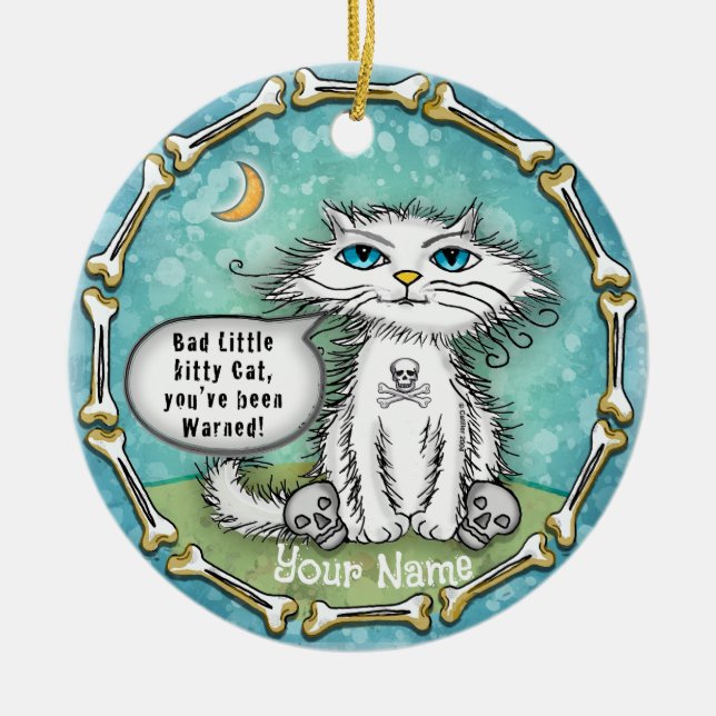 Ornamento De Cerâmica Gato Bad Scraggles  (Frente)
