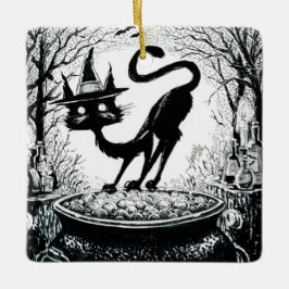 Ornamento De Cerâmica Gato Bruxo
