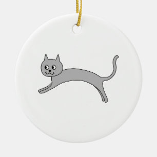 Ornamento De Cerâmica Gato cinzento de salto