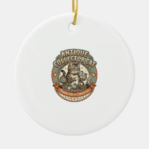 Ornamento De Cerâmica Gato Colecionador de Antiguidades Gato Colecionado