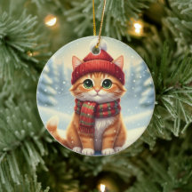 Gato com Cachecol de Inverno Gato de Natal com Cac