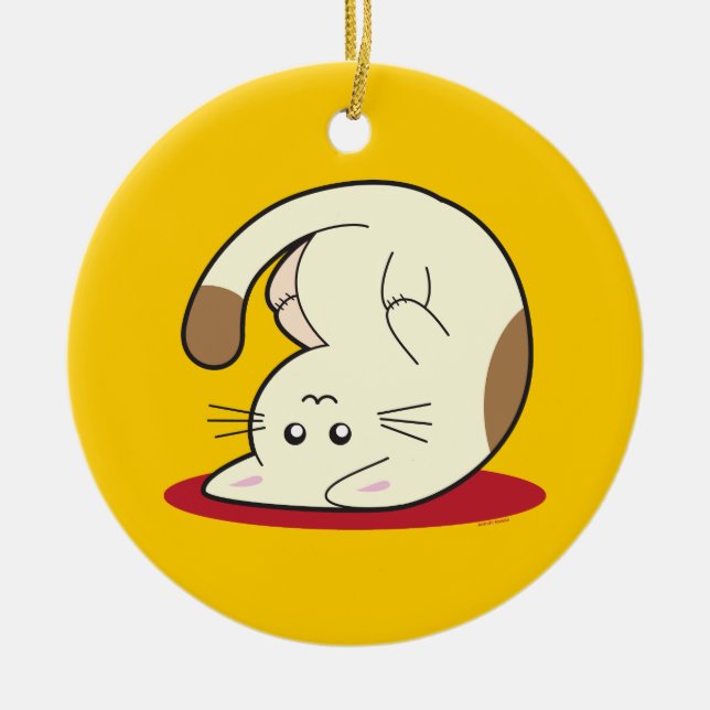 Ornamento De Cerâmica Gato de cabeça para baixo (Frente)