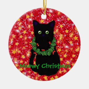 Ornamento De Cerâmica Gato-de-cabra Natal Glitter