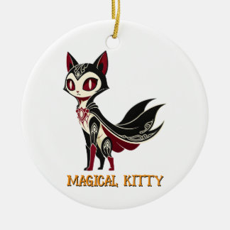 Ornamento De Cerâmica Gato de Fantasia Mística Cartoon Gráfico