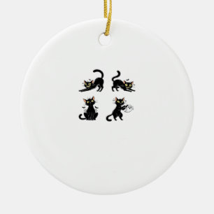 Ornamento De Cerâmica Gato de Halloween Felino Assustador e Elegante Ins