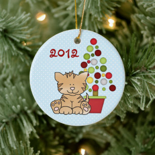 Ornamento De Cerâmica Gato de Laranja Fora Personalizado, Árvore de Féri