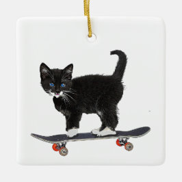 Ornamento De Cerâmica Gato de skate