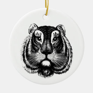 Ornamento De Cerâmica Gato de Tigre Antiquado