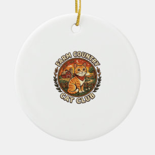 Ornamento De Cerâmica Gato do Campo Agrícola Presente para Amante de Gat