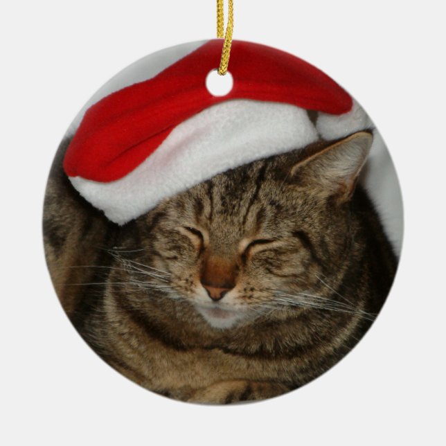 Ornamento De Cerâmica Gato do Natal (Frente)